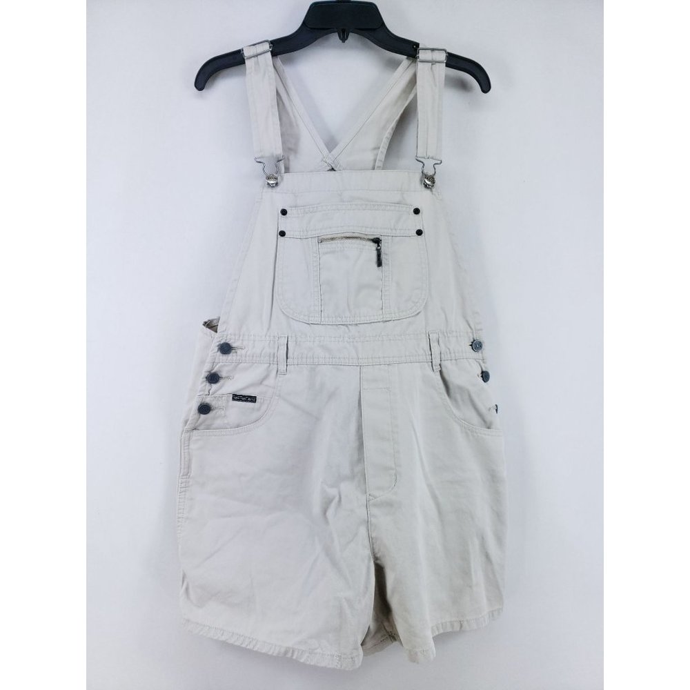 NY Jeans Shortalls Women's Size Large Beige